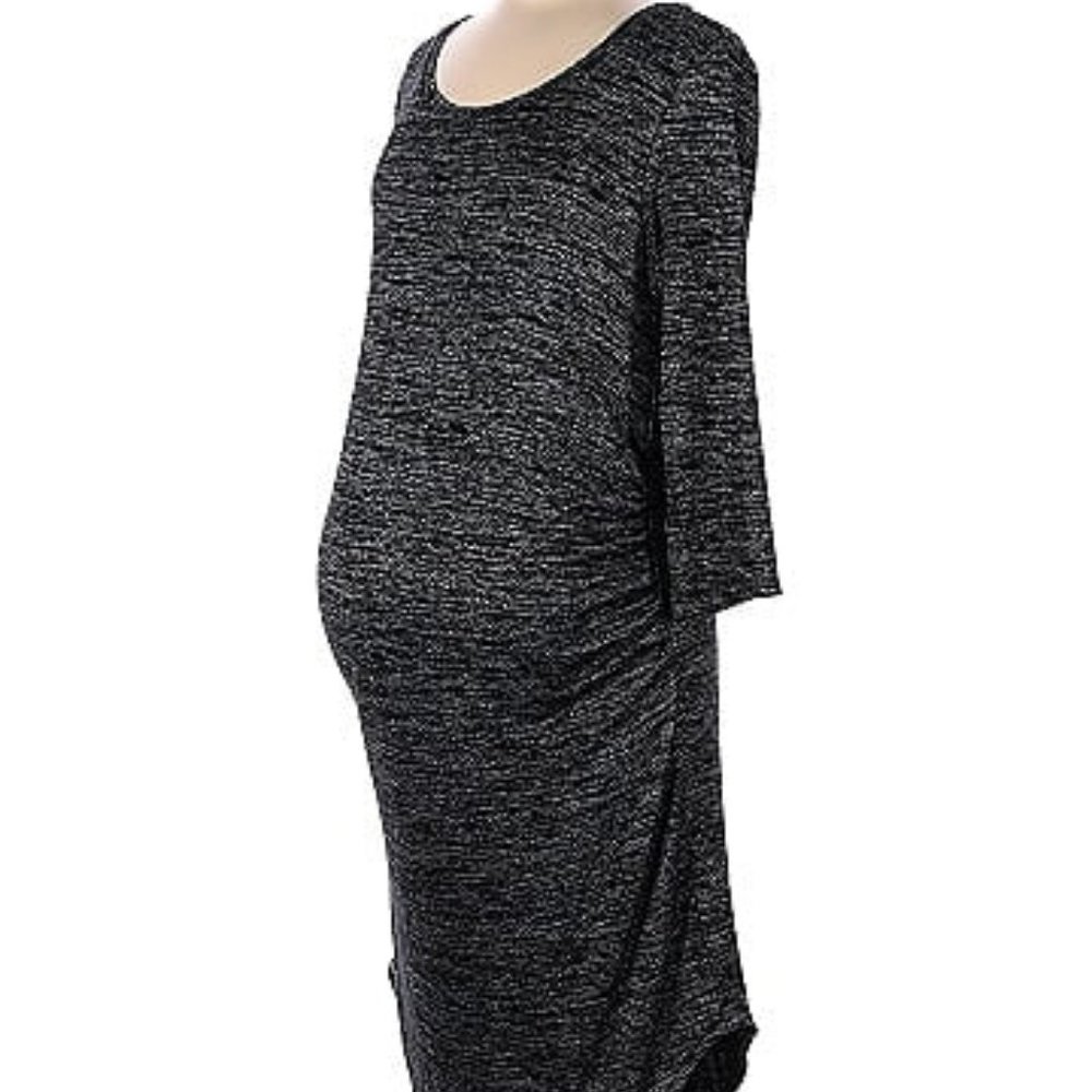 Gap Maternity Grey Scoop Neck Midi Dress 3/4 Sleeves Medium
